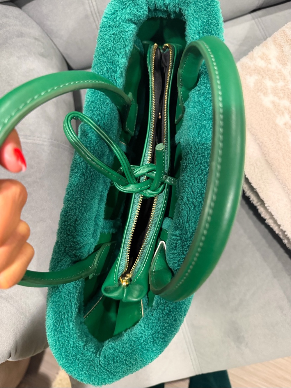 Plush Emerald Green Tote Bag - Picture 2 of 5